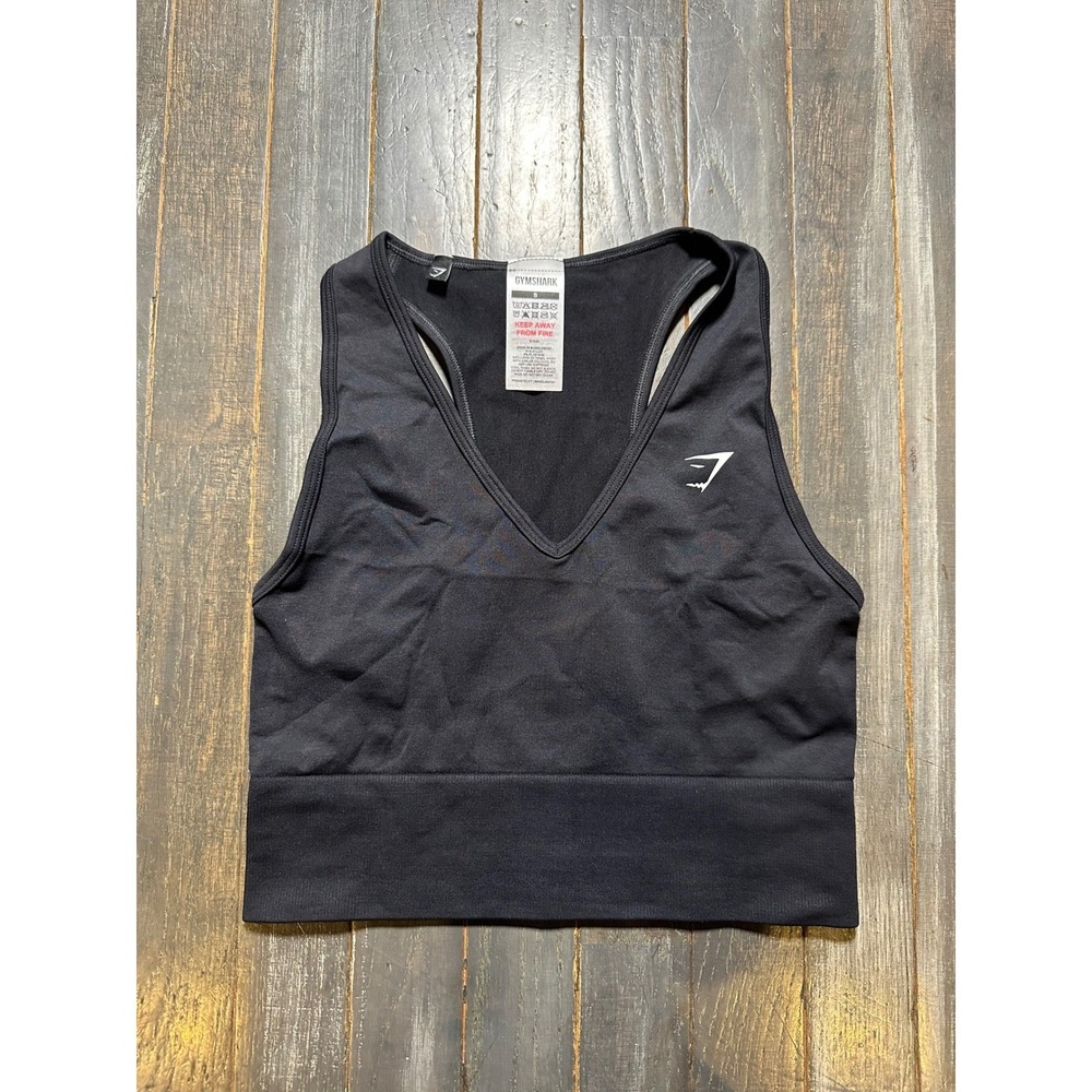 Gymshark Everyday Seamless Crop Tank Black V-Neck Racerback